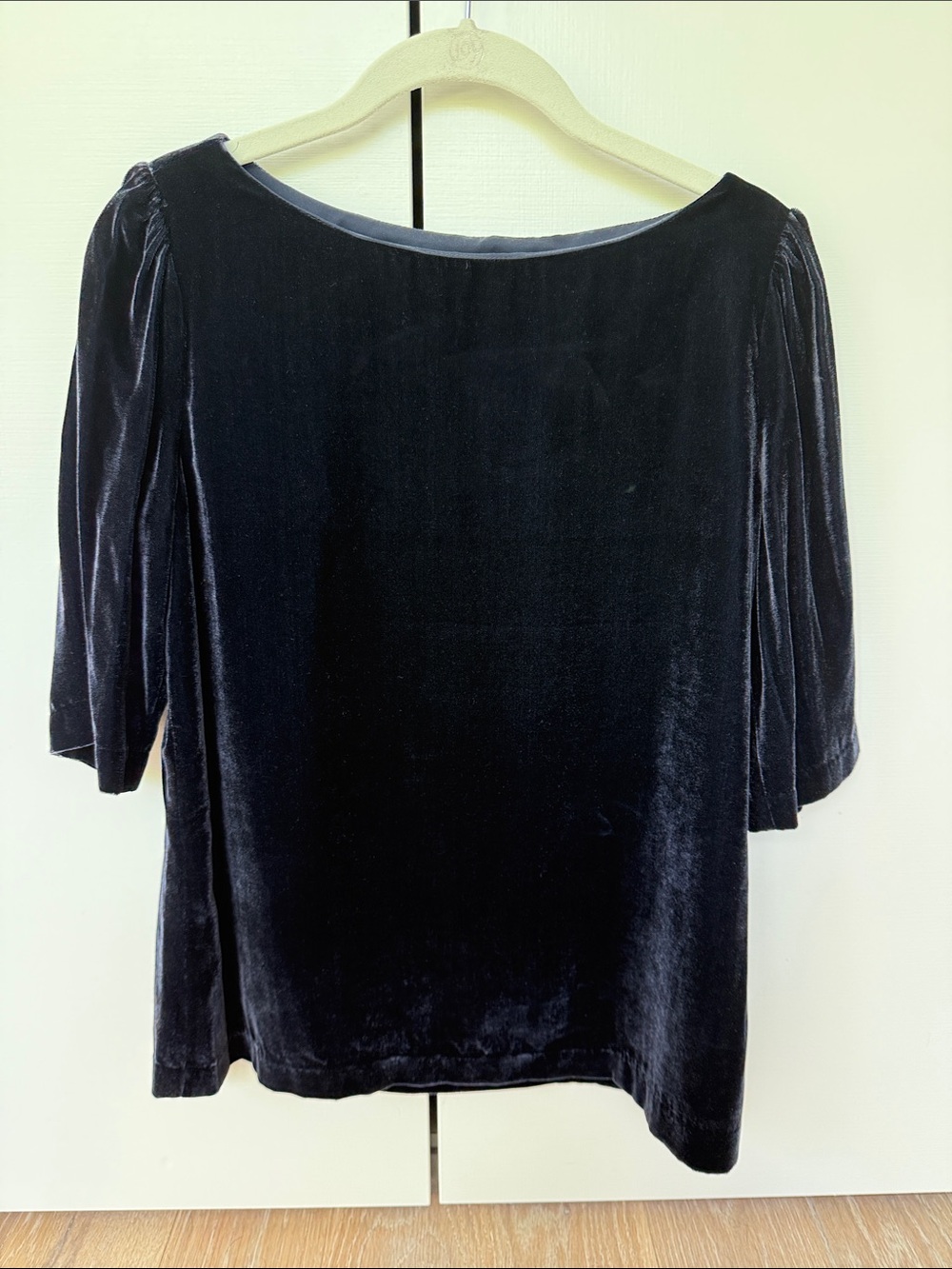 Banana Republic Navy Blue Velvet Boatneck Top
